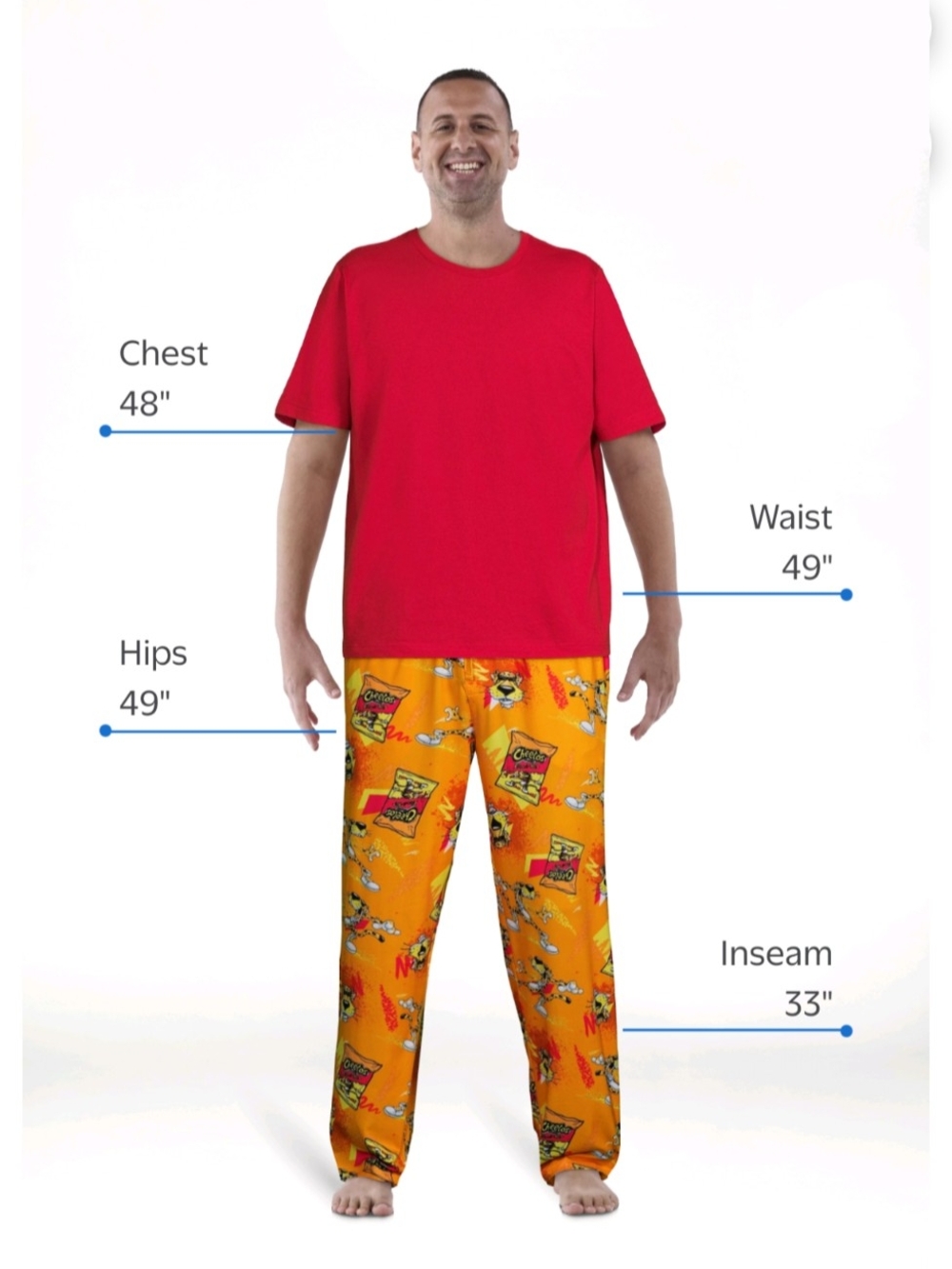 Cheetos Mens Chester Cheetah Allover Print Adult Lounge Sleep Pajama Pants B/T